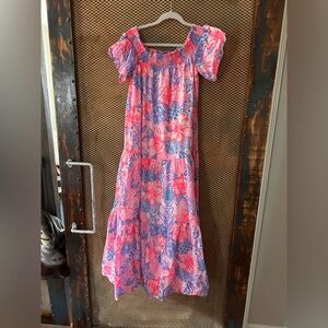 Lilly Pulitzer Pink and Blue Floral Maxi Dress